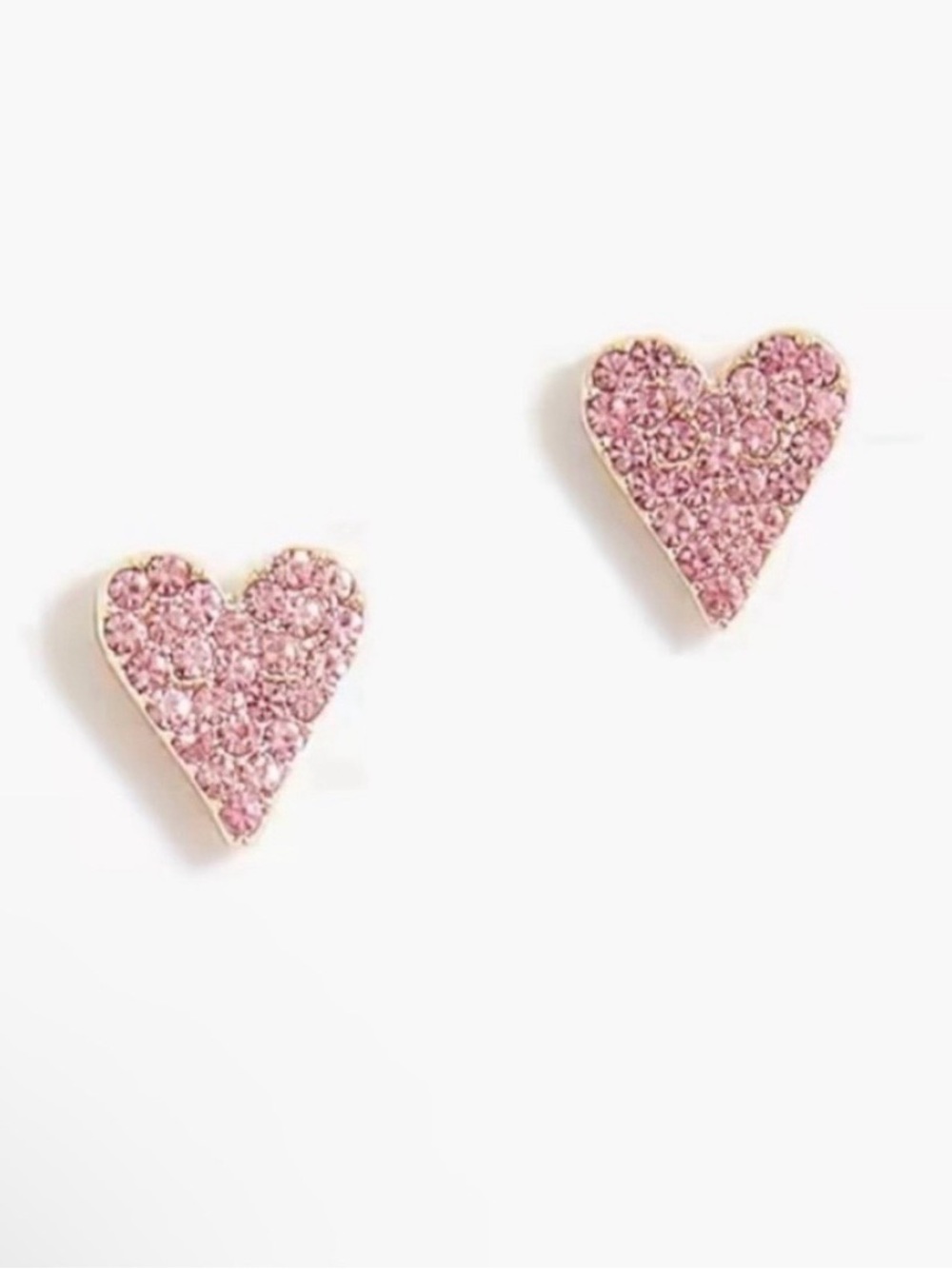 J. Crew Pave Crystal Heart Stud Earrings